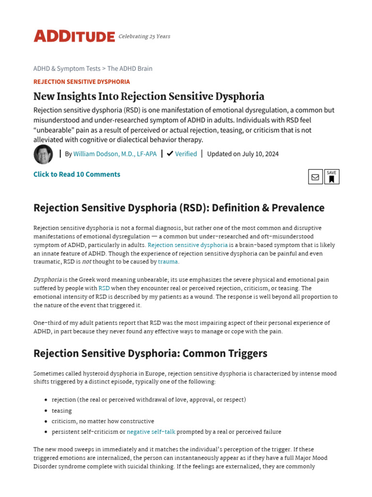 Understanding Rejection Sensitive Dysphoria | PDF | Attention Deficit ...