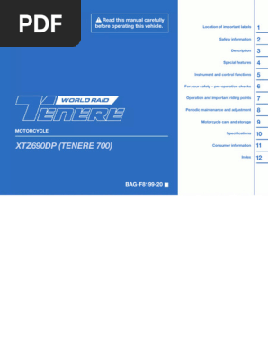 Manual Yamaha Ténéré 700 World Raid (2023) (114 Páginas) | PDF