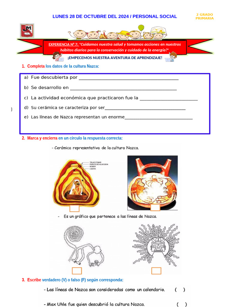 DIA 1 - Personal Social - Cultura Nazca - Ficha | PDF | Ciencias ...