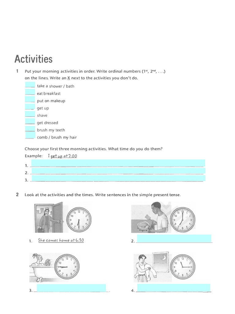 Morning Routine Activities Worksheet | PDF