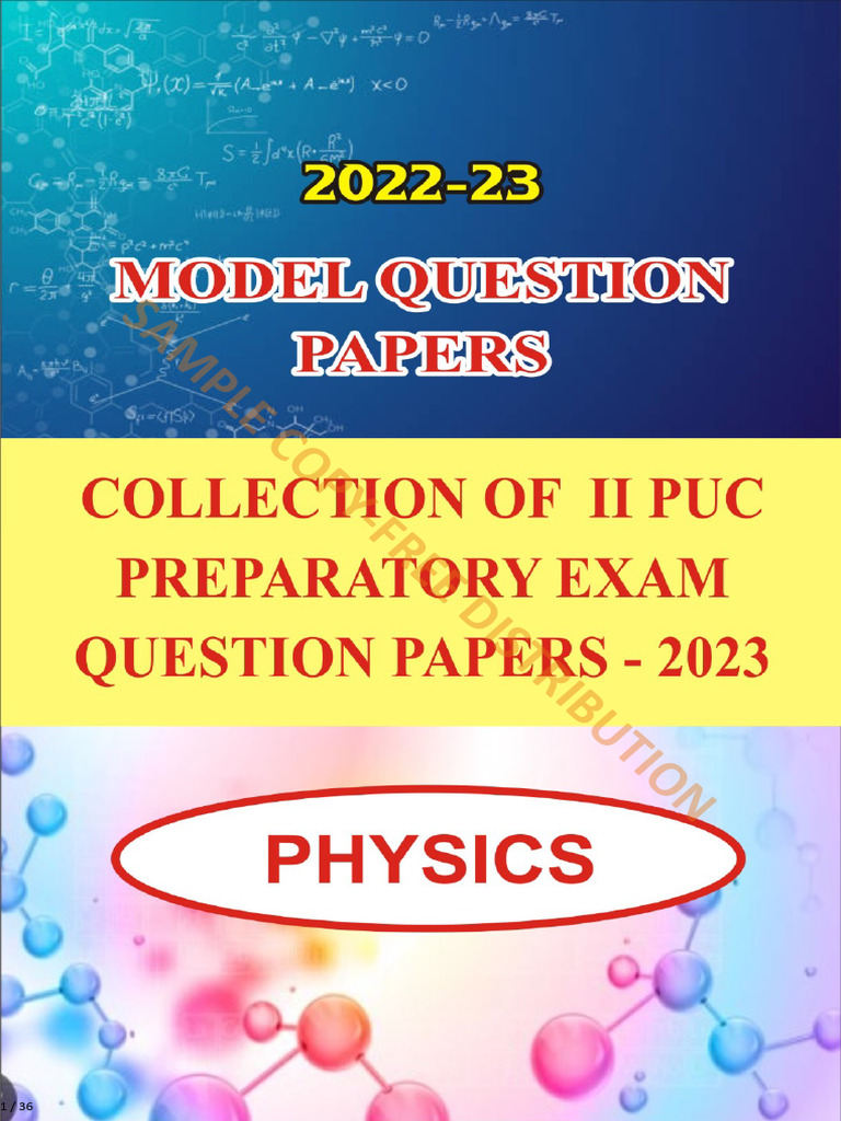 II PUC Physics Preparatory Exam 2023 | PDF | Magnetic Field | Light