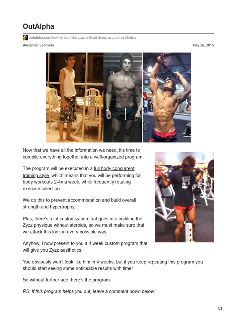 4-Week Zyzz Aesthetics Workout Plan | PDF | Physical Exercise | Weight ...