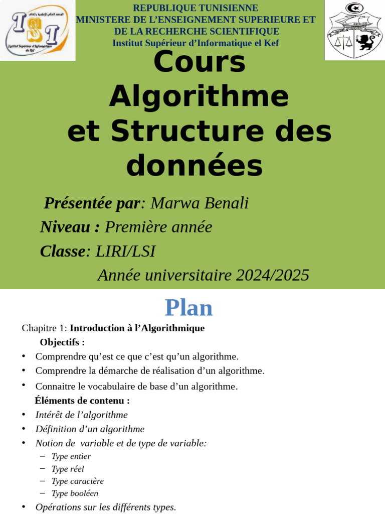 Introduction à l'Algorithmique et Algorithmes | PDF | Programmation ...