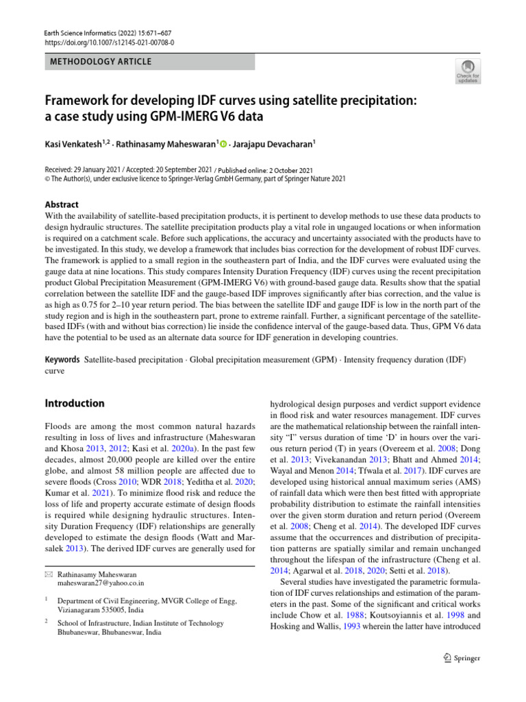 IDF Curve Development Using GPM Data | PDF | Precipitation | Flood
