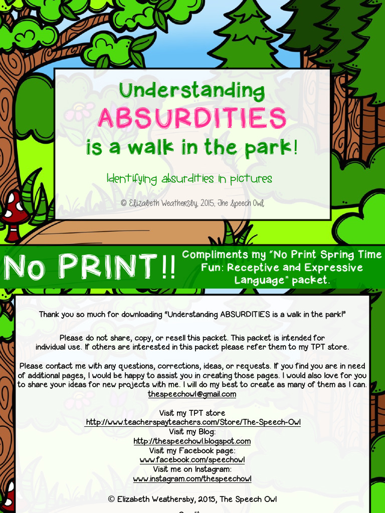Understanding Is A Walk in The Park!: Absurdities | PDF