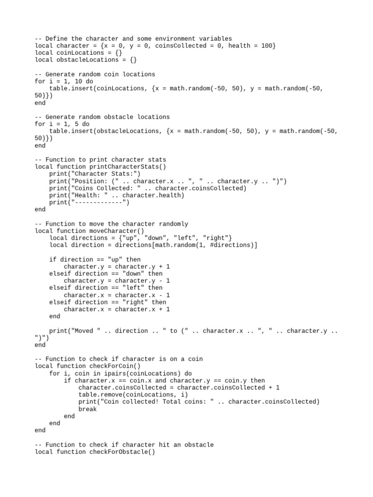 Character Simulation with Coins and Obstacles | PDF | Statistical ...