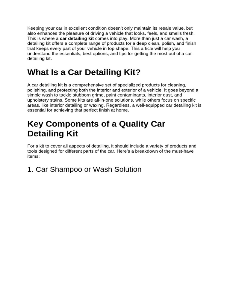 Car Detailing Kit | PDF