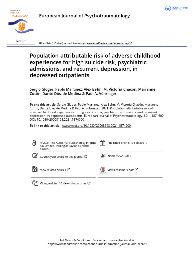 Population-Attributable Risk of Adverse Childhood Experiences For High ...