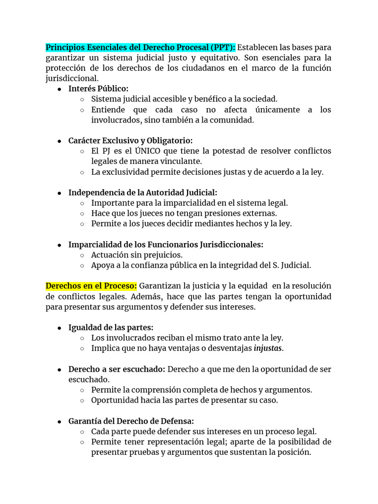 Principios Clave del Derecho Procesal | PDF | Debido al proceso ...