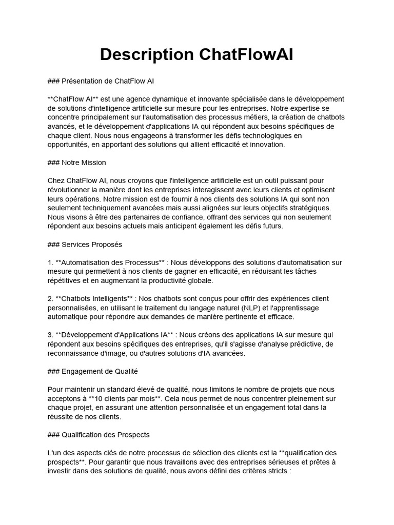 Présentation de ChatFlow AI | PDF | Intelligence artificielle ...