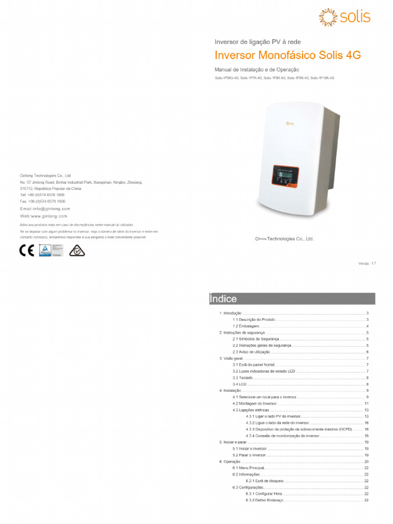 Manual Solis 6 10K 4G V1.7 | PDF
