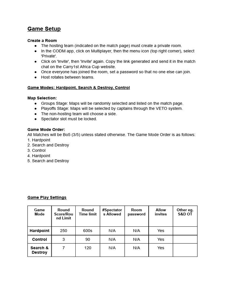 CODM Game Setup and Rules Guide | PDF | Projectiles | Military Science