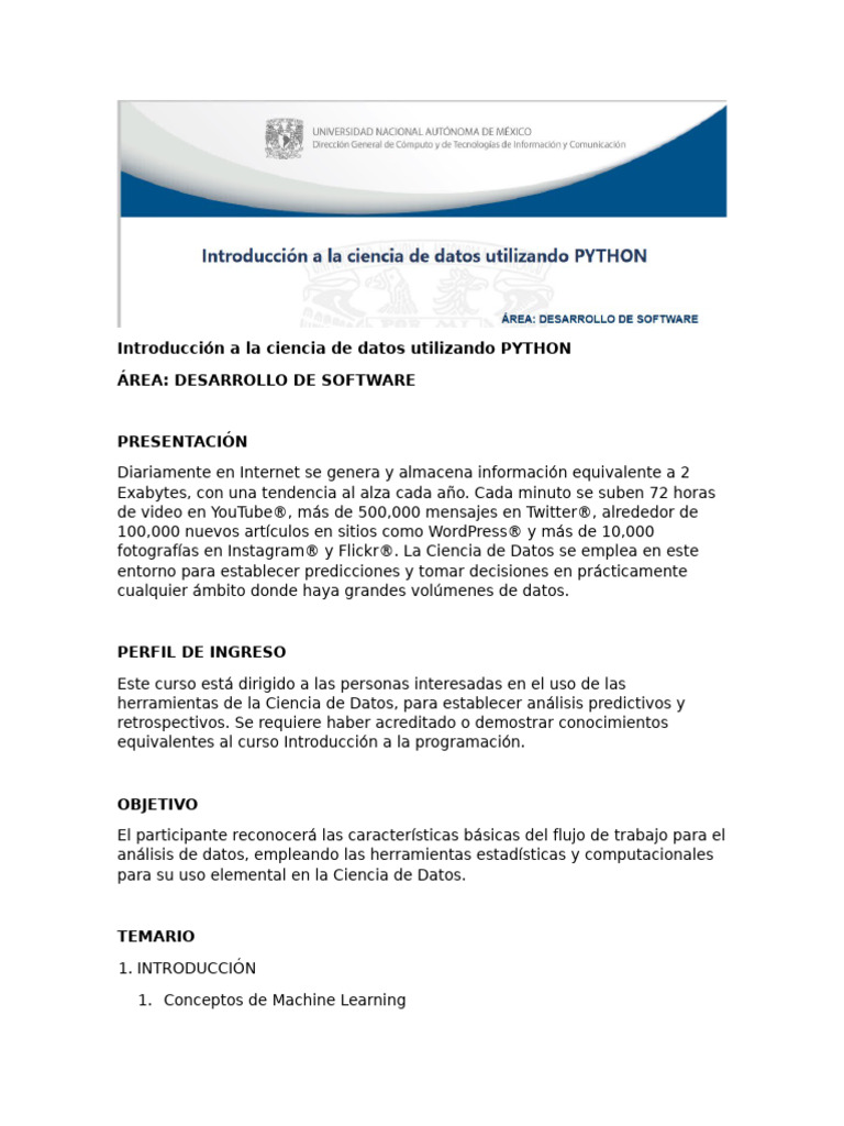 Introducción a Ciencia de Datos con Python | PDF | Python (lenguaje de ...