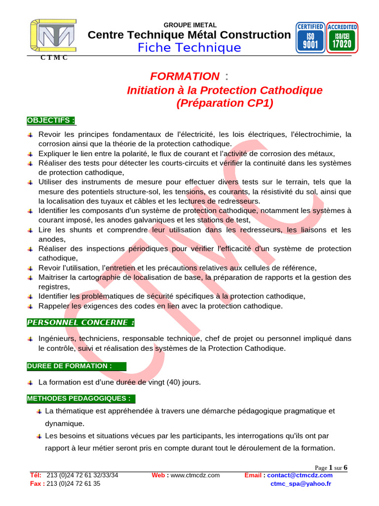 Formation Protection Cathodique CP1 | PDF | Corrosion | Matériaux