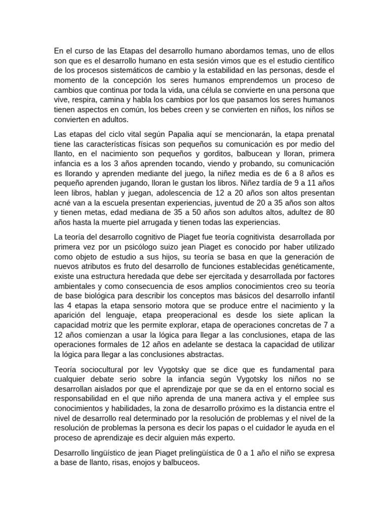 Etapas Del Desarrollo Humano | PDF | Teoría de apego | Adultos