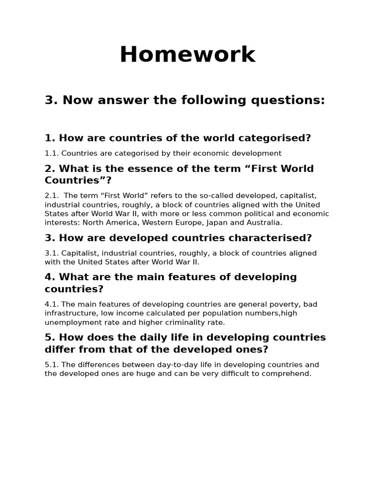 Homework | PDF | Developing Country | Poverty