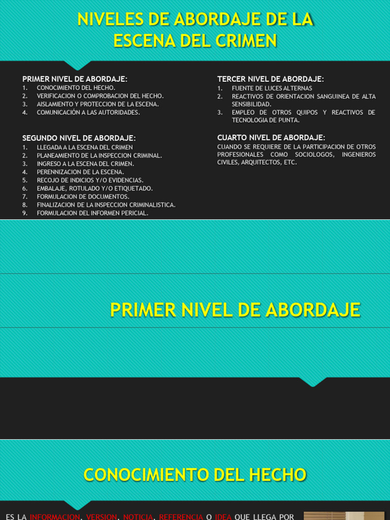 Niveles de Abordaje en Escena del Crimen | PDF | Policía | Crímenes