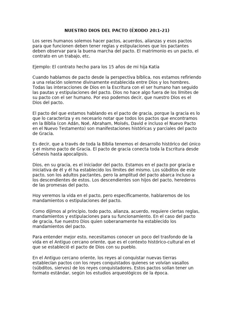 El Pacto de Gracia y los Mandamientos | PDF | Diez Mandamientos | Biblia
