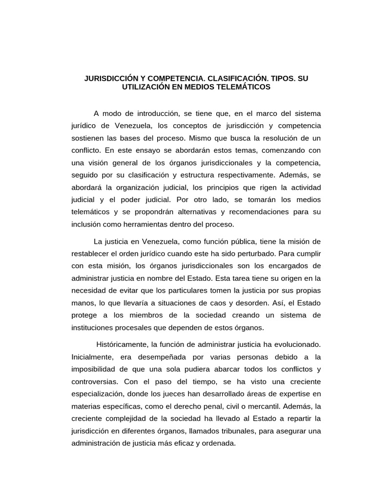 Jurisdicción y Competencia en Venezuela | PDF | Judicaturas | Jurisdicción