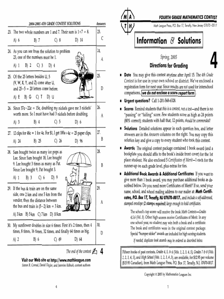 Grade 4 2004-05 Solutions | PDF