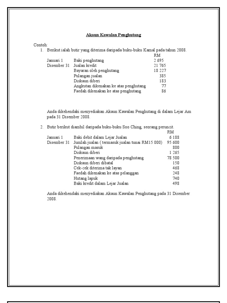 Akaun Kawalan Penghutang Contoh