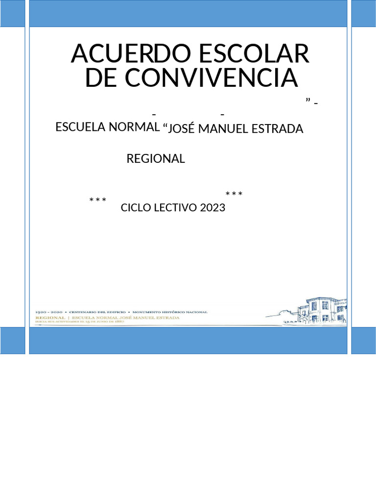 Acuerdo Escolar de Convivencia 2023 | PDF | Escuelas | Educación de la ...