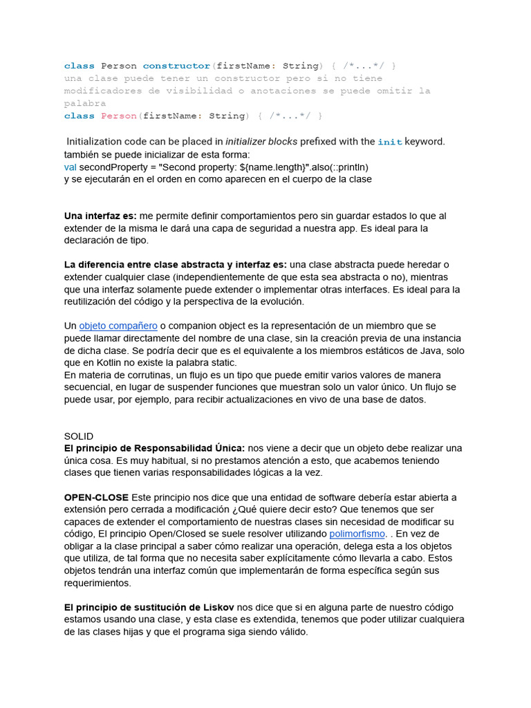 Principios de Programación en Kotlin y SOLID | PDF | Objeto ...