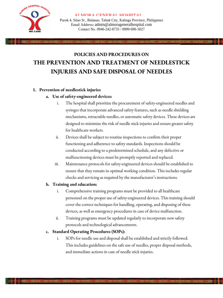 Needle Stick Injury Prevention Protocol | PDF | Medicine | Health Care