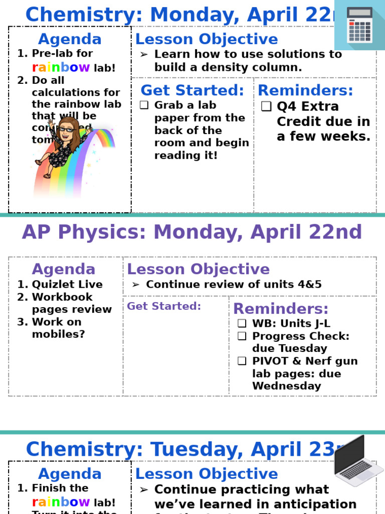 Chemistry Weekly Agenda and Objectives | PDF | Radioactive Decay | Physics