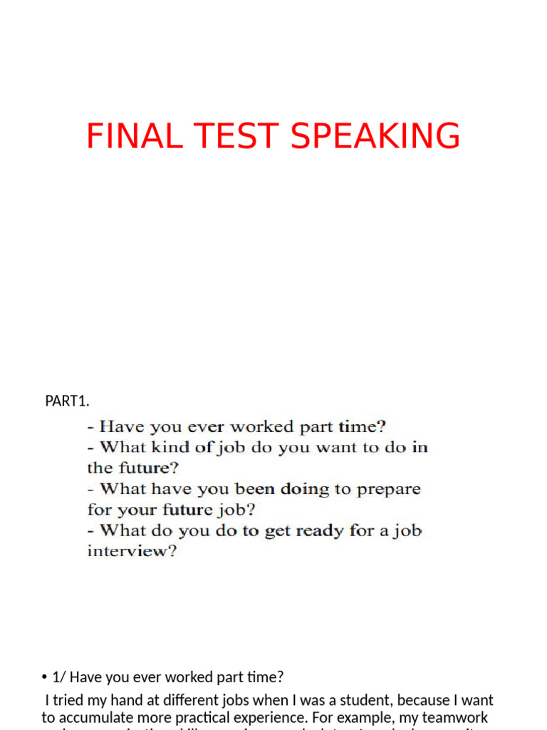 Final Test Av2 Speaking | PDF | Job Interview
