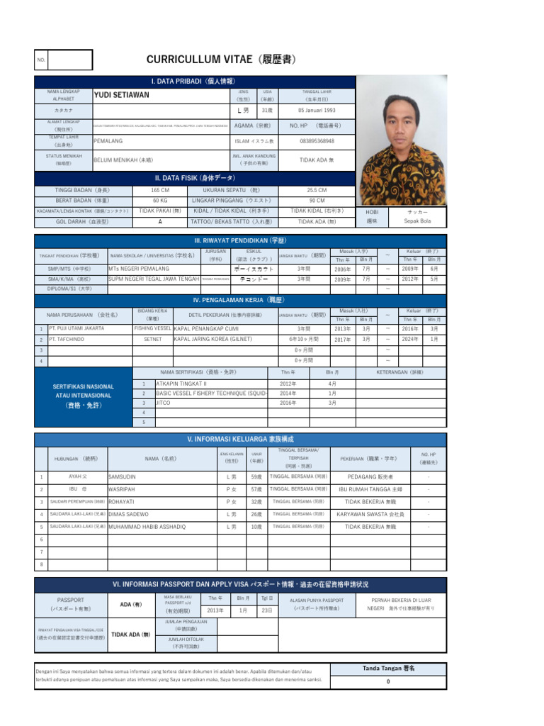 (CV) OSSI - New Format CV Revised 21092023 - LOCK (NEW VER.) YUDI ...
