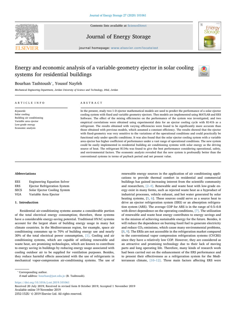 Variable-Geometry Ejector in Solar Cooling | PDF | Air Conditioning ...