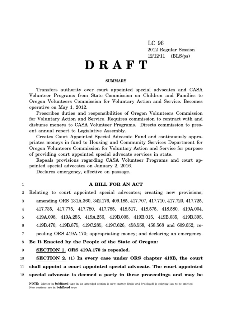 Proposed Legislation (CASA) | PDF | Asset Forfeiture | Legal Guardian