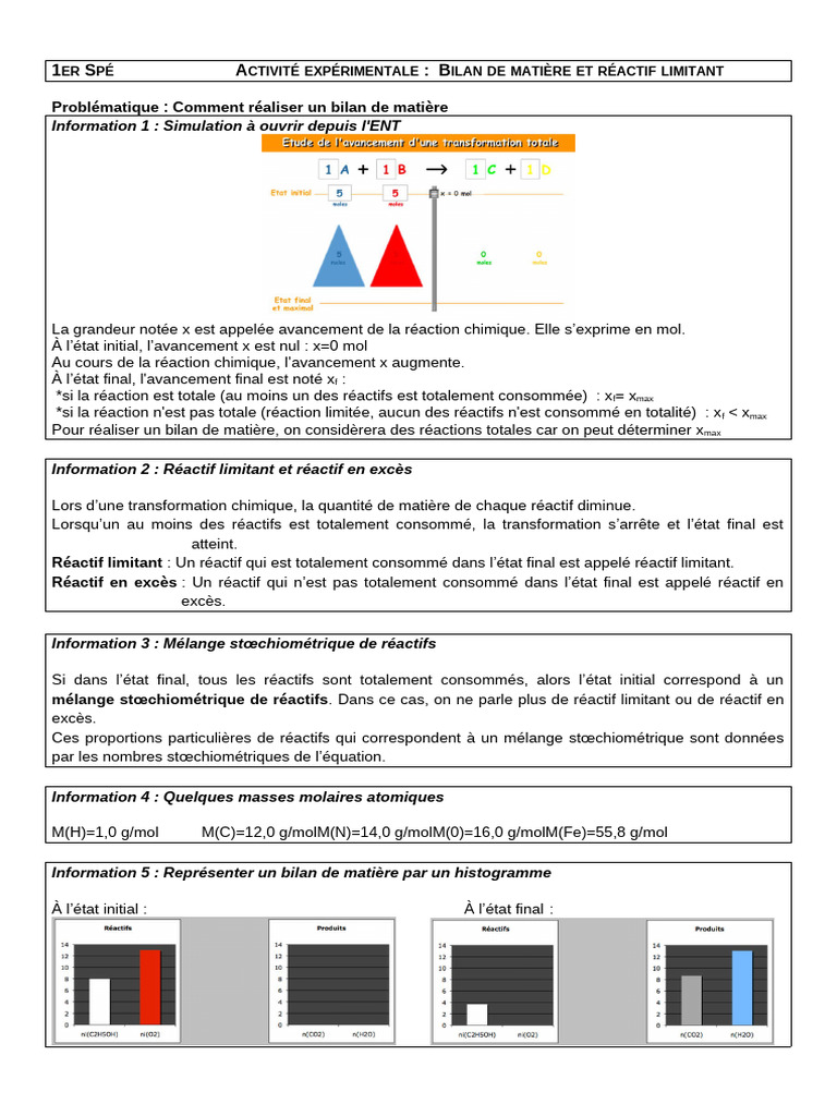 Bilan de matière et réactif limitant | PDF | Chimie | Processus d'unité
