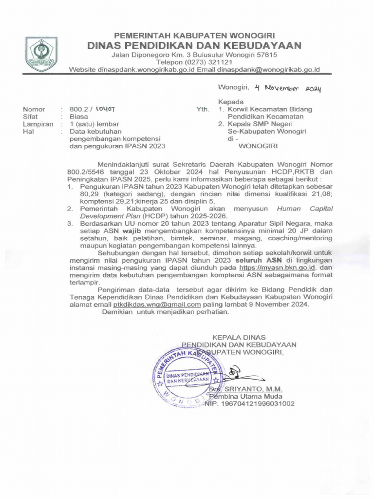 Data Penegembangan Dan Pengukuran IP ASN 2023 | PDF