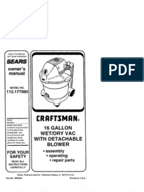 Parts  16 Gallon Wet/Dry Vac with Detachable Blower