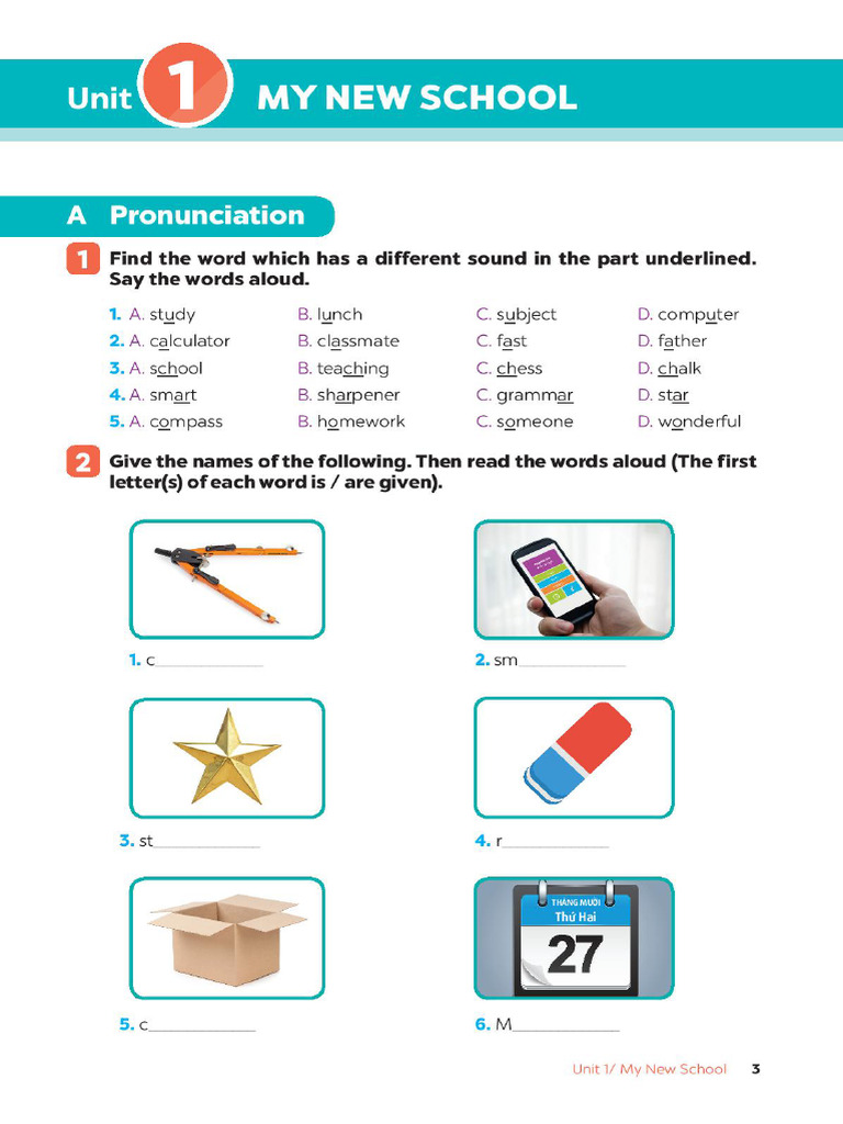 Grade 6 - BT - Unit 1 - My New School | PDF