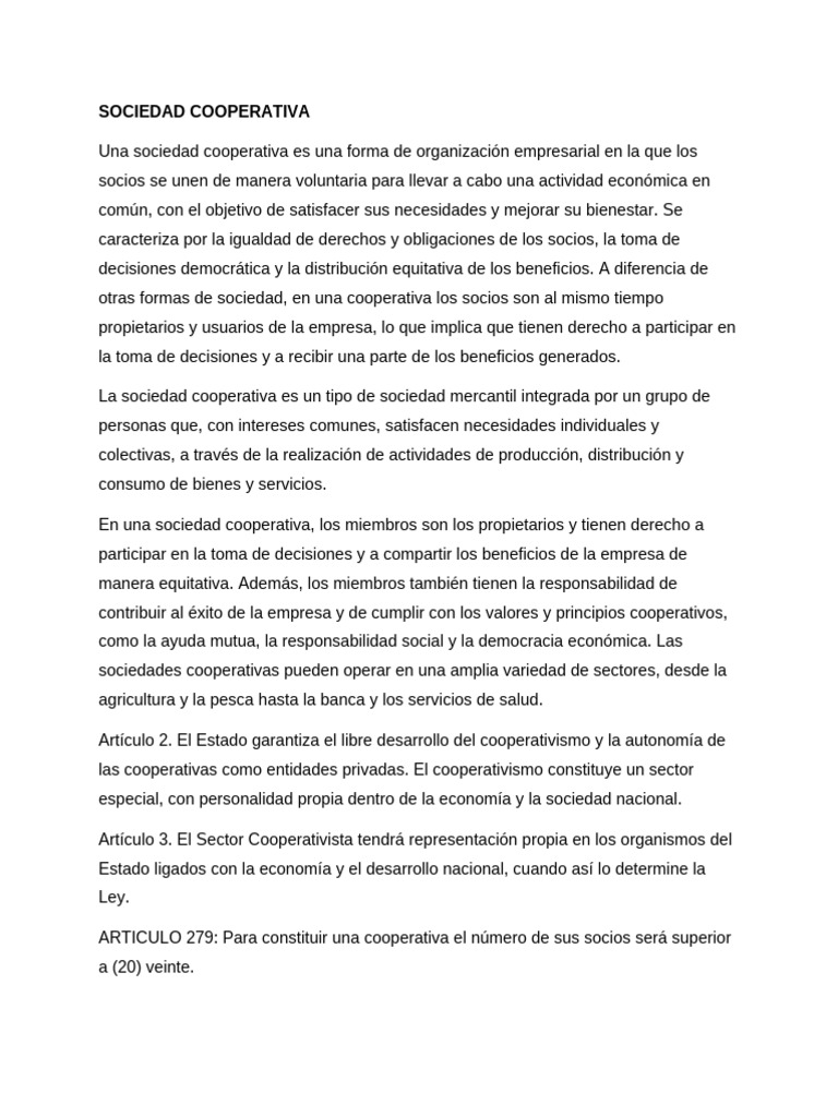 Características y Tipos de Cooperativas | PDF | Cooperativa | Sociedad