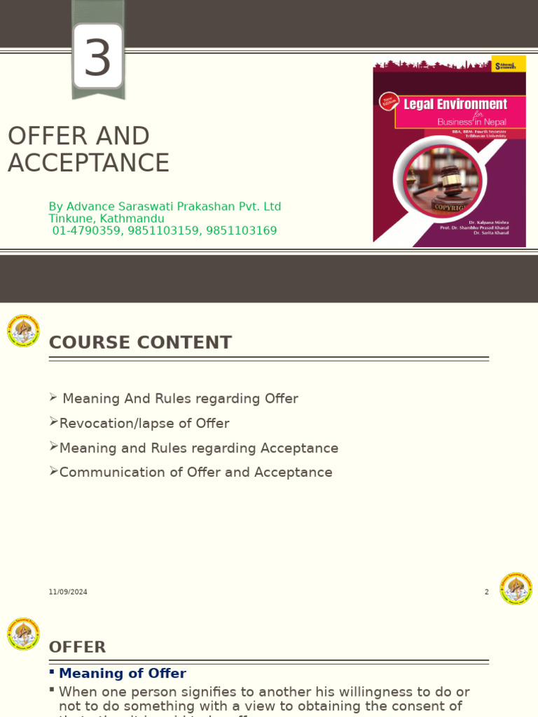 Understanding Offer and Acceptance in Contracts | PDF | Offer And ...