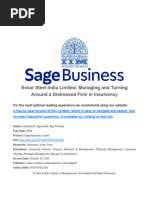 Essar Ndia Limited Managing Turning Distressed Firm in Insolvency