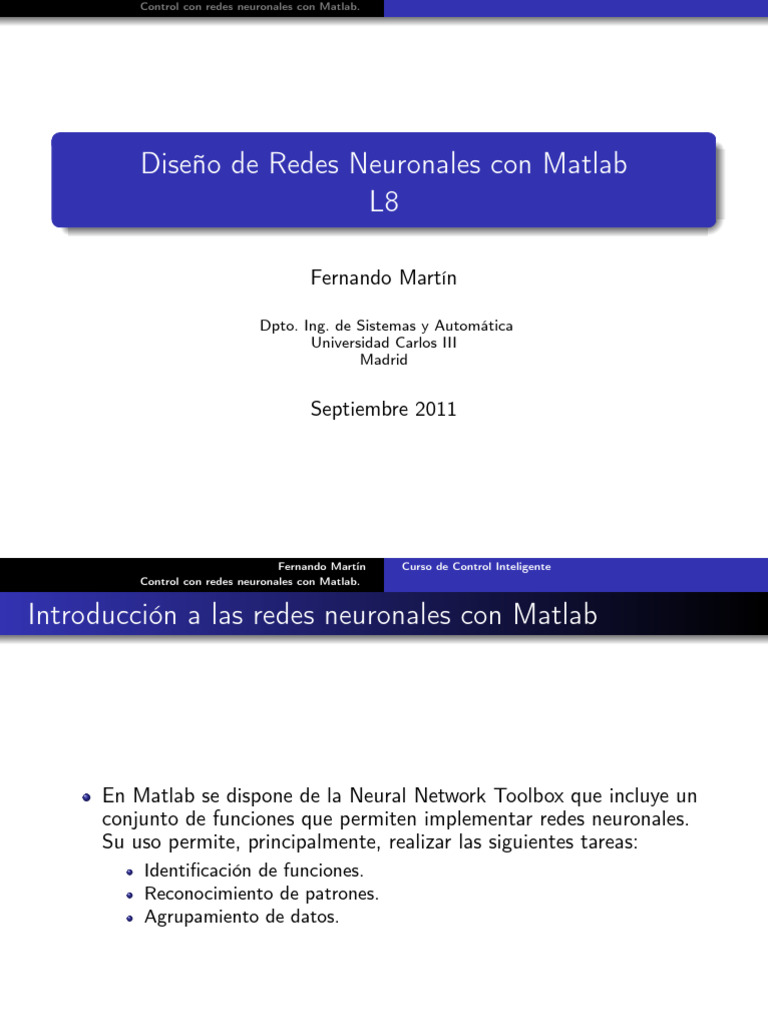 Redes Neuronales en Matlab: Guía Práctica | PDF | Red neuronal ...