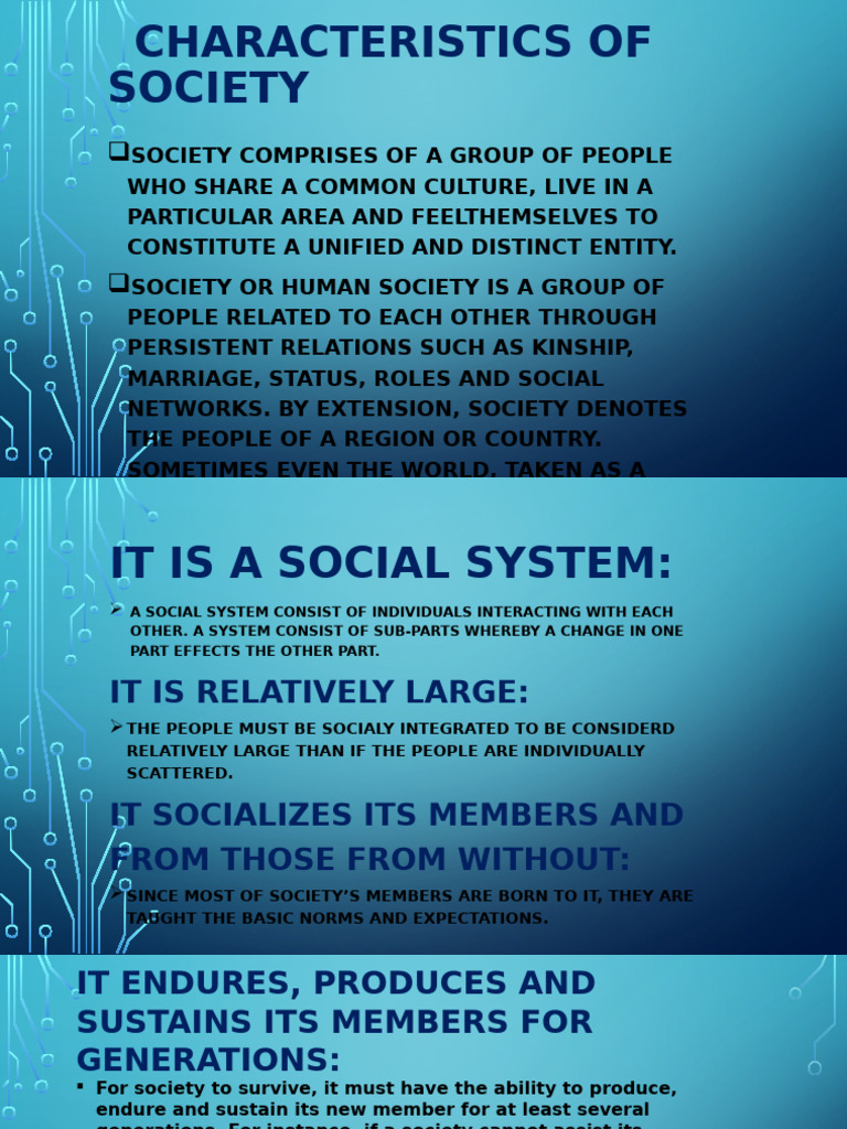 Characteristics of Society | PDF | Society | Behavioural Sciences
