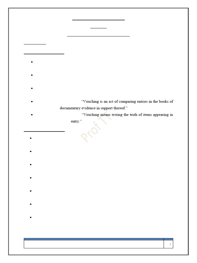 Auditing Notes Unit 2 | PDF | Payments | Valuation (Finance)
