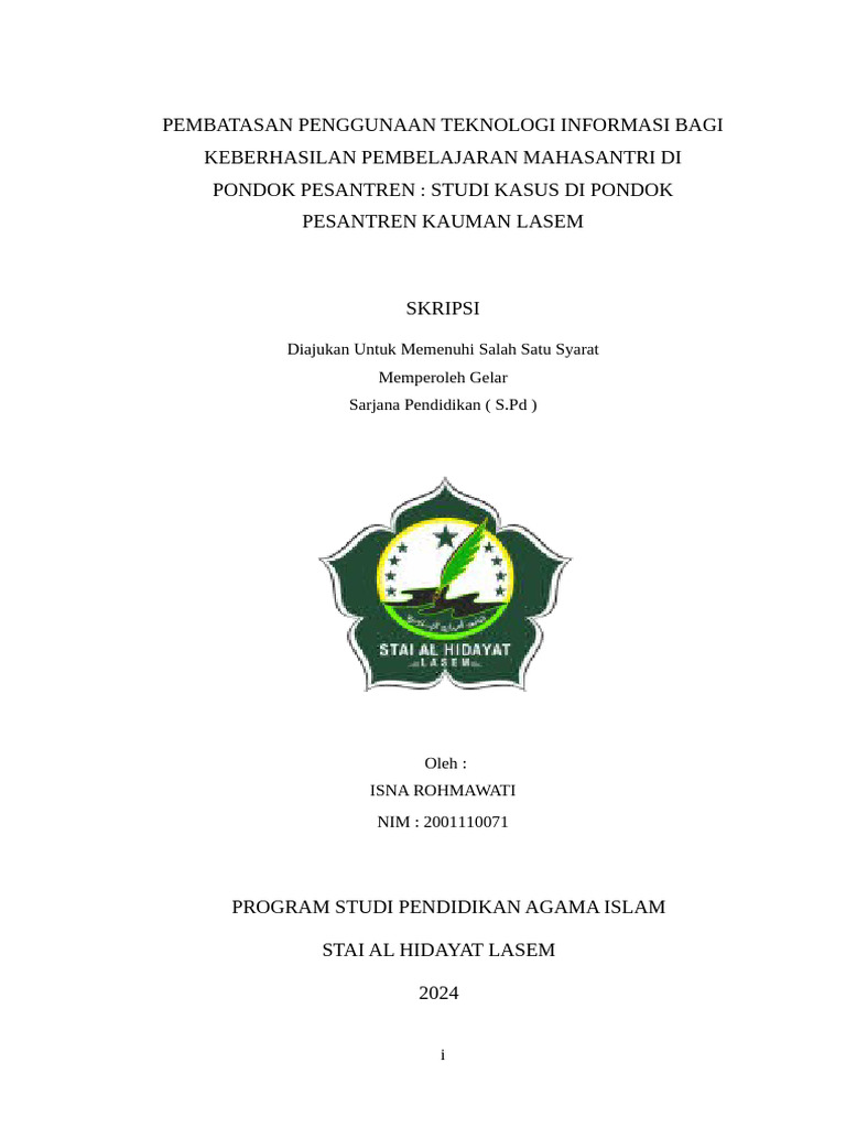 STAI AL HIDAYAT ISNA ROHMAWATI Edit Content Table Then Numbering | PDF ...