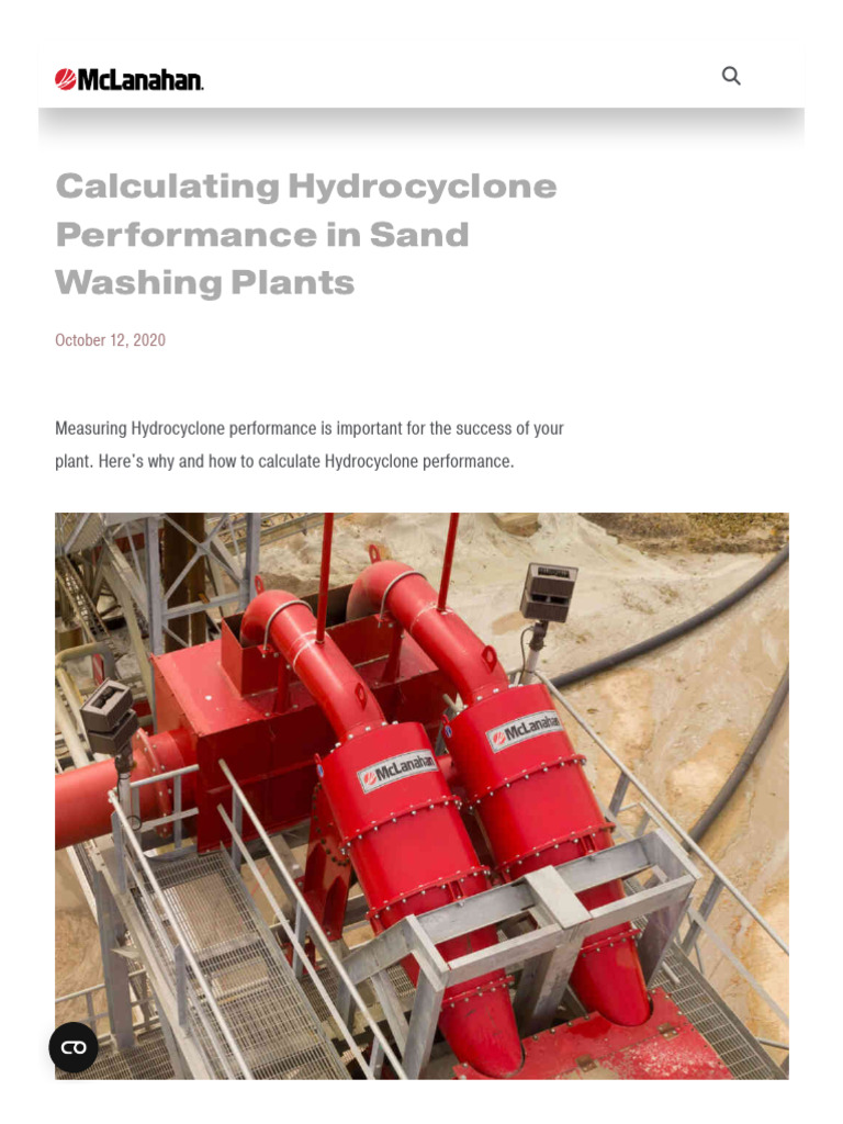 Hydrocyclone Performance in Sand Washing | PDF | Applied And ...