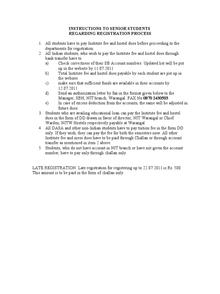Senior Student Registration Process | PDF