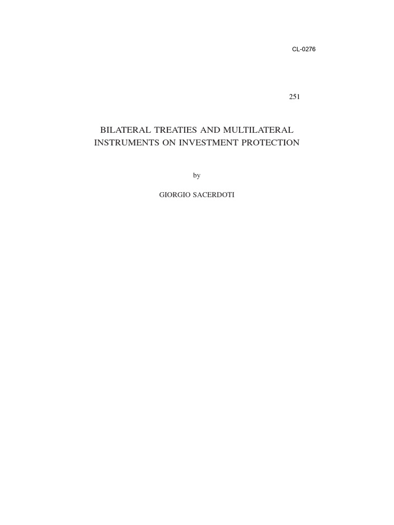 Bilateral Treaties and Multilateral | PDF | Foreign Direct Investment ...