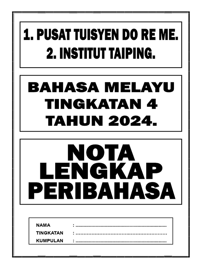 Nota Simpulan Bahasa Dan Peribahasa T4 | PDF