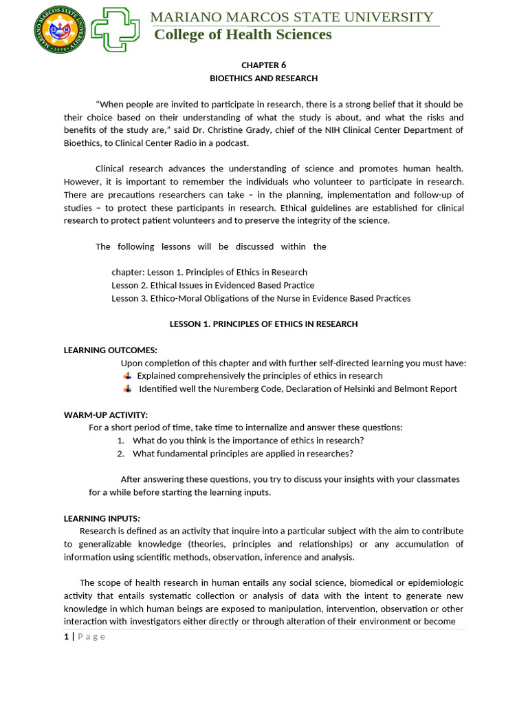 Principles of Bioethics in Research | PDF | Informed Consent | Evidence ...
