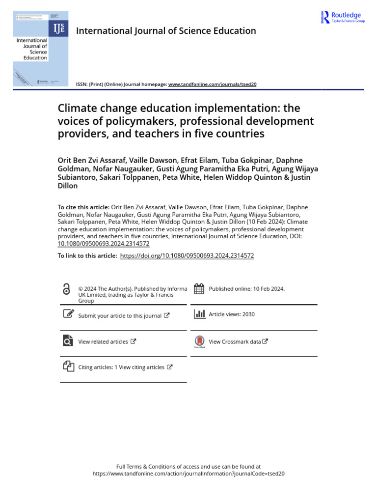 Climate Change Education Insights Across Countries | PDF | Curriculum ...